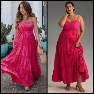 EUC Anthropologie Bhanuni by Jyoti Sleeveless Patchwork Lace Tiered Midi Dress